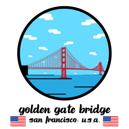 Circle Icon Golden Gate Bridge. vector illustrationのイラスト素材