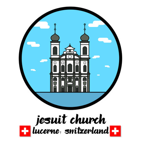 Circle icon line Jesuit Church. vector illustrationのイラスト素材
