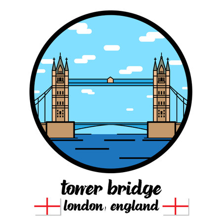 Circle Icon tower bridge. vector illustrationのイラスト素材
