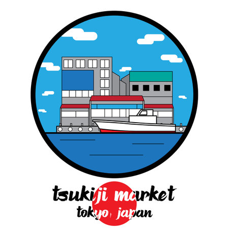 Circle icon Tsukiji Market. vector illustrationのイラスト素材
