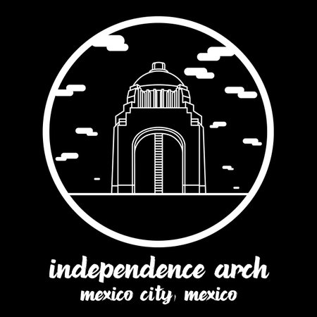 Circle Icon Line Independence Arch Mexico. Vector illustrationのイラスト素材