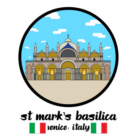 Circle Icon St Markâs Basilica. Vector illustrationのイラスト素材