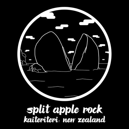 Circle Icon Split Apple Rock. Vector Illustrationのイラスト素材