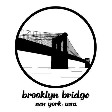 Circle Icon Brooklyn Bridge. vector illustrationのイラスト素材