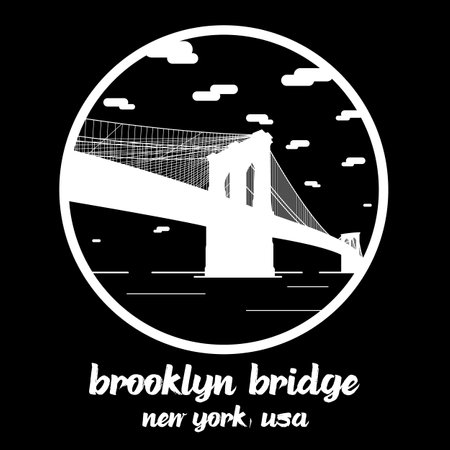 Circle Icon Brooklyn Bridge. vector illustrationのイラスト素材