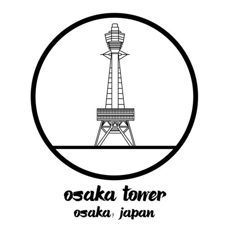 Circle icon Osaka tower. vector illustrationのイラスト素材