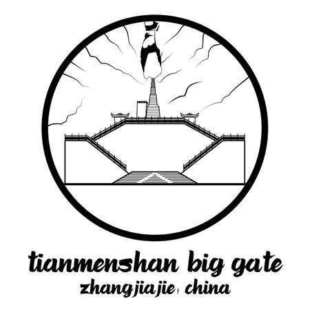 Circle Icon Tianmenshan heaven door Big gate. vector illustrationのイラスト素材