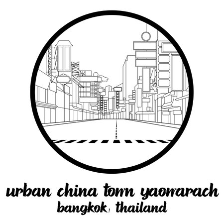 Circle icon line Urban China Town Yaowarach. vector illustrationのイラスト素材