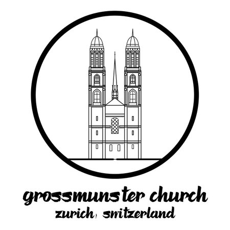 Grossmunster church in zurich Switzerland. iconのイラスト素材