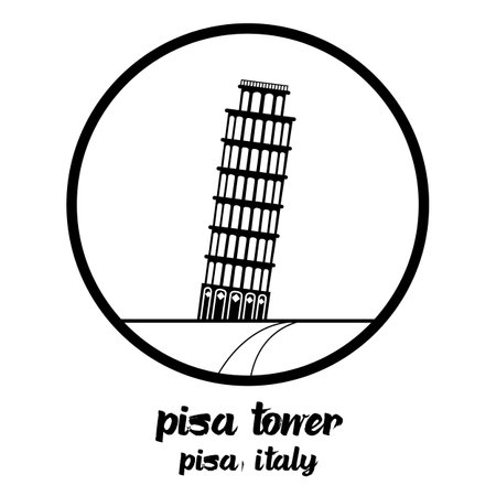 Circle icon line Pisa Tower. vector illustrationのイラスト素材
