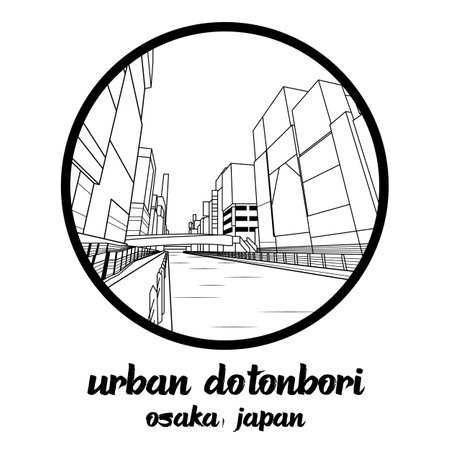 Circle icon line Urban Dotonbori. vector illustrationのイラスト素材
