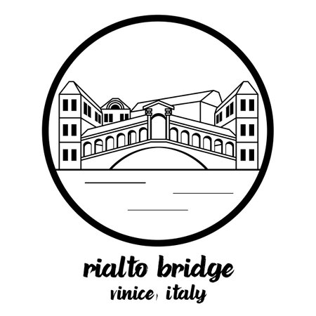 Circle icon line Rialto Bridge. vector illustrationのイラスト素材