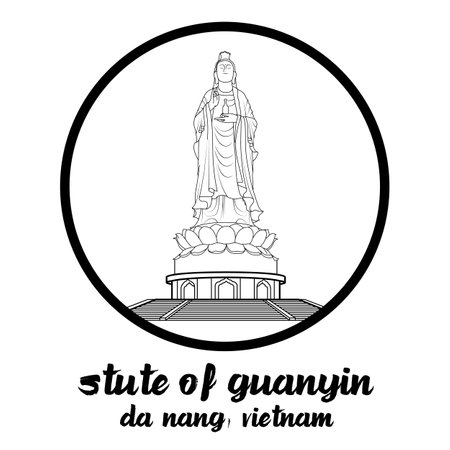 Circle icon line Stute of Guanyin. vector illustrationのイラスト素材