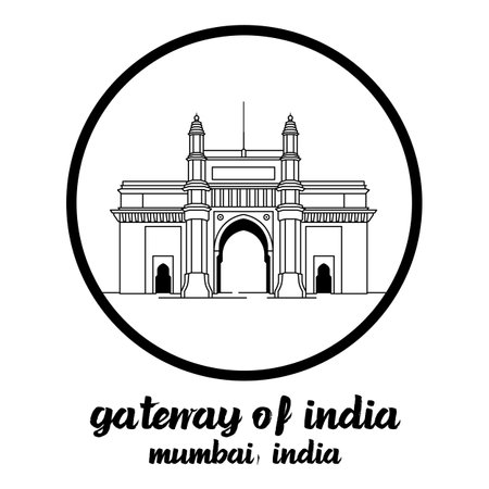 circle icon line Gateway of India. vector illustrationのイラスト素材