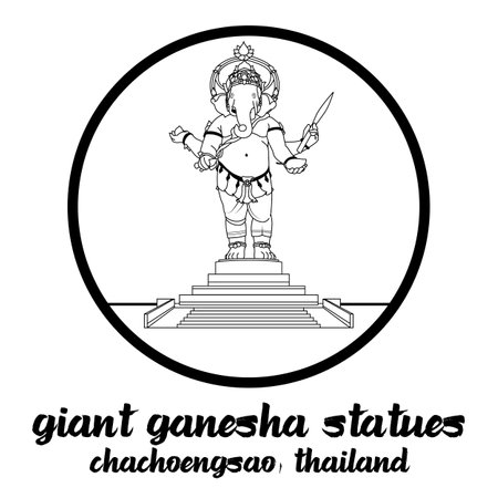 circle icon giant ganesha stute. vector illustrationのイラスト素材