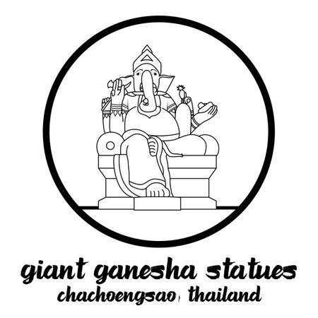 circle icon line giant ganesha stute. vector illustrationのイラスト素材