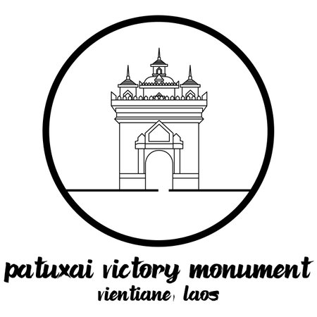 circle icon Patuxai Victory Monument. vector illustrationのイラスト素材