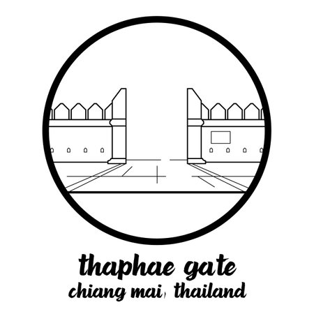 Circle icon line Thaphae Gate. Vector illustrationのイラスト素材