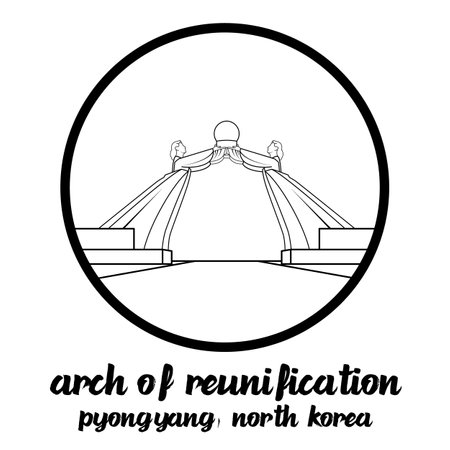 Circle icon line Arch of Reunification. Vector illustrationのイラスト素材