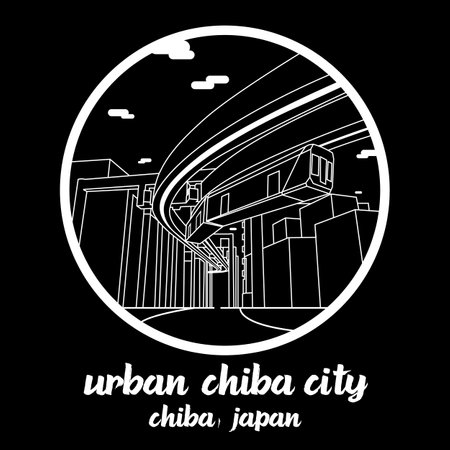 circle icon line Urban Chiba city. vector illustrationのイラスト素材