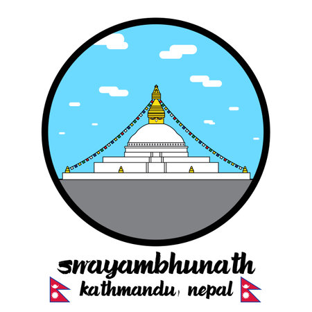 circle icon Swayambhunath. vector illustrationのイラスト素材