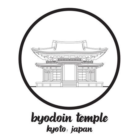circle icon Byodoin Temple. vector illustrationのイラスト素材