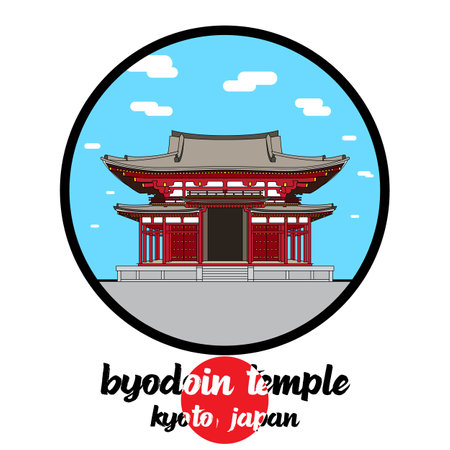 circle icon Byodoin Temple. vector illustrationのイラスト素材