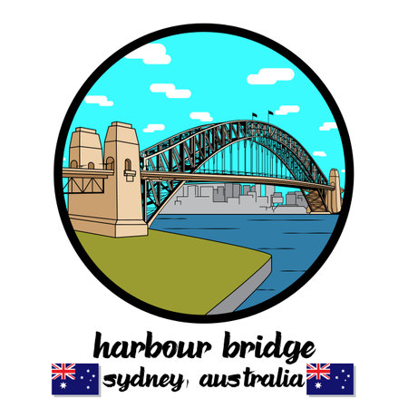 Circle Icon line Harbour Bridge. icon vector illustrationのイラスト素材