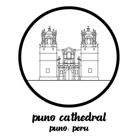 Circle icon line Puno Cathedral. Vector illustrationのイラスト素材