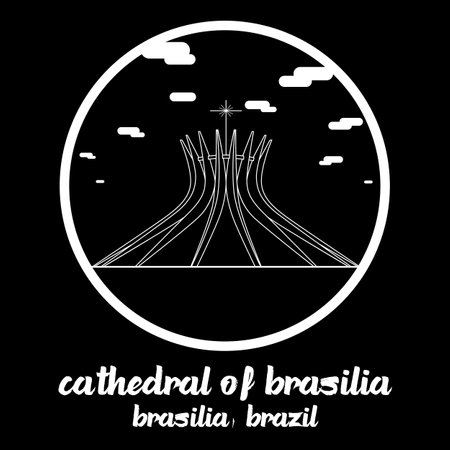 Circle Icon line Cathedral of Brasilia. Vector Illustrationのイラスト素材