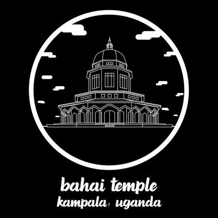 Circle Icon line Bahai Temple. Vector Illustrationのイラスト素材
