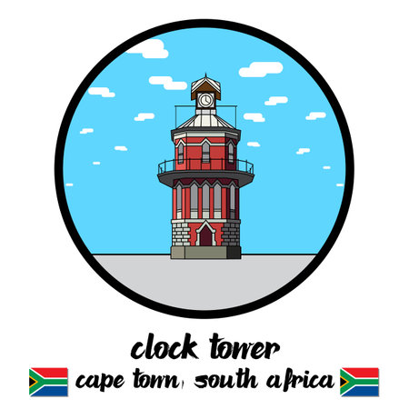 Circle Icon line Clock Tower. Vector illustrationのイラスト素材