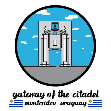 Circle Icon line Gateway of the Citadel. Vector illustrationのイラスト素材
