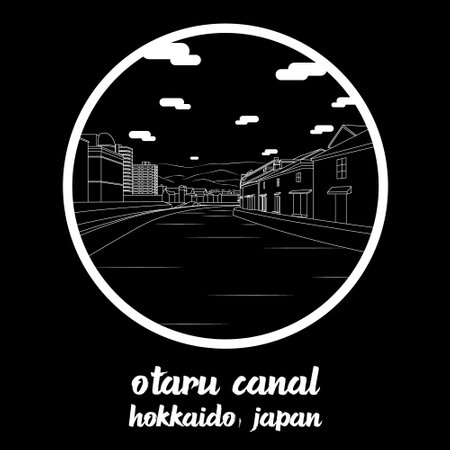 Circle Icon line Otaru Canal. vector illustrationのイラスト素材