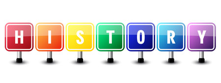 History sign colorful on white background. vector illustrationのイラスト素材