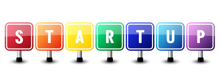 StartUp sign colorful on white background. vector illustrationのイラスト素材