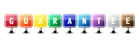 Guarantee sign colorful on white background. vector illustrationのイラスト素材