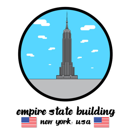 Circle Icon line empire state tower. vector illustrationのイラスト素材