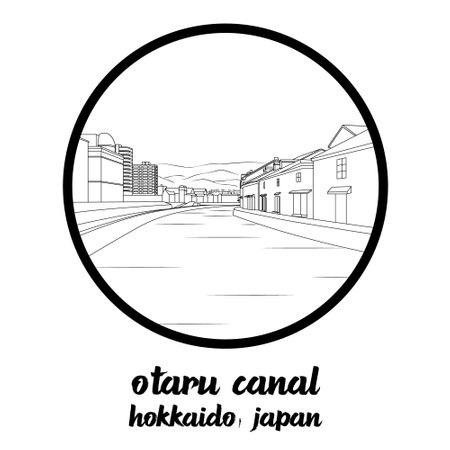 Circle Icon line Otaru Canal. vector illustrationのイラスト素材