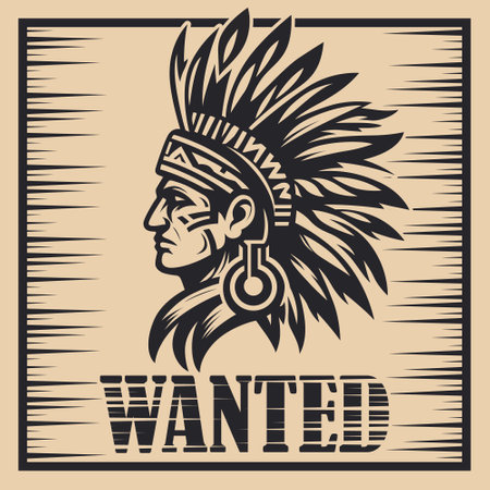 wanted brochour apache red indian. vector illustrationのイラスト素材