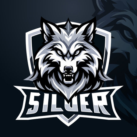 Logo wolf Silver Fang logo e-sport style. vector illustration