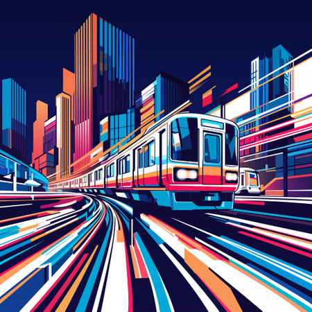 abstract cityscape train railway effect. vector illustrationのイラスト素材