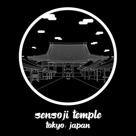 Circle Icon Sensouji Temple. vector illustrationのイラスト素材
