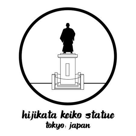 Circle Icon Hijikata Keiko Statue. vector illustrationのイラスト素材