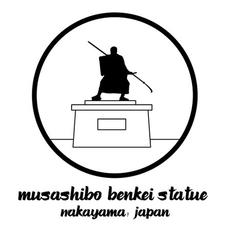 Circle icon line Musashibo Benkei statue. vector illustrationのイラスト素材