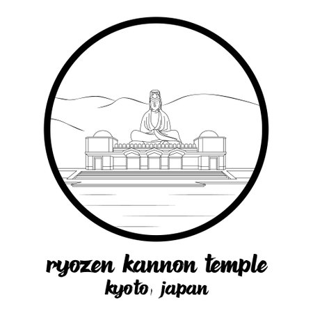 Circle Icon Ryozen Kannon Temple. vector illustrationのイラスト素材
