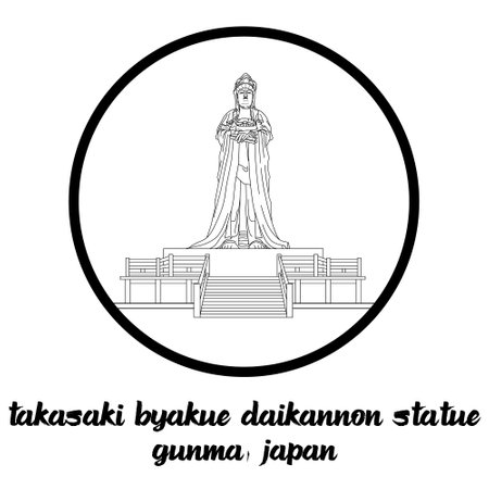 Circle Icon Takasaki Byakue Daikannon. vector illustrationのイラスト素材
