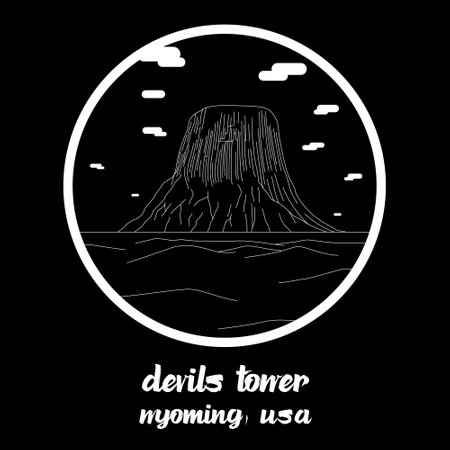 Circle Icon Devils Tower. Vector illustrationのイラスト素材