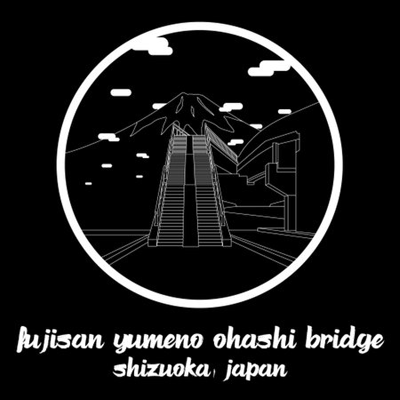 Circle Icon Fujisan Yumeno Ohashi Bridge. Vector illustrationのイラスト素材