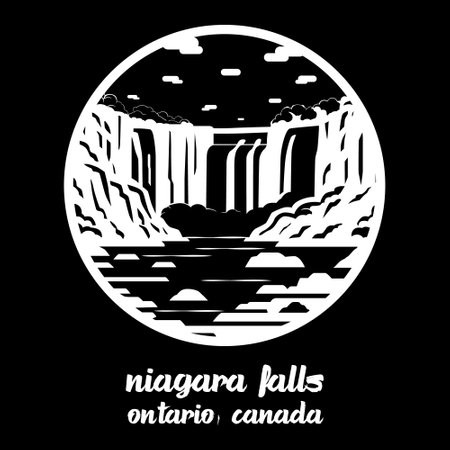 Circle Icon Niagara Falls canada. Vector illustrationのイラスト素材